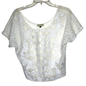 Bershka White Medium Short Sleeve Cropped Top 85c